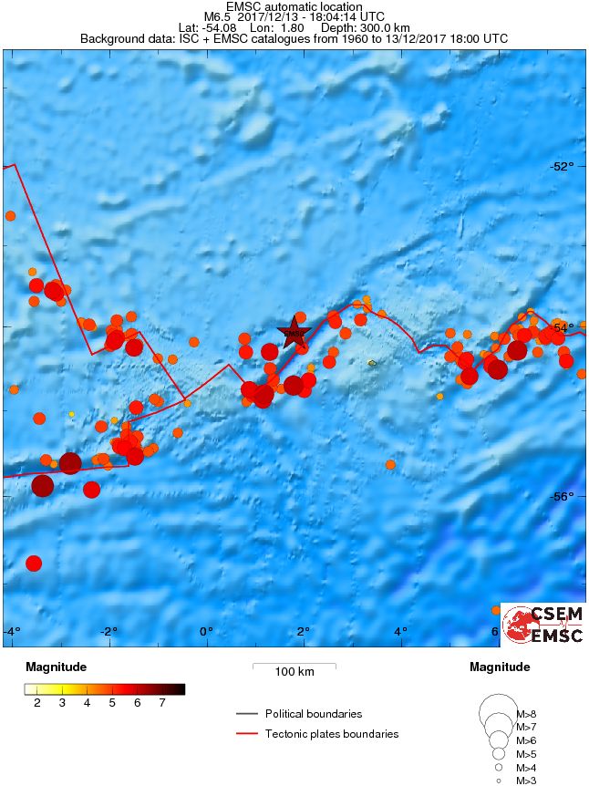 Bouvet Island earthquake December 13, 2017 - Regional Seismicity