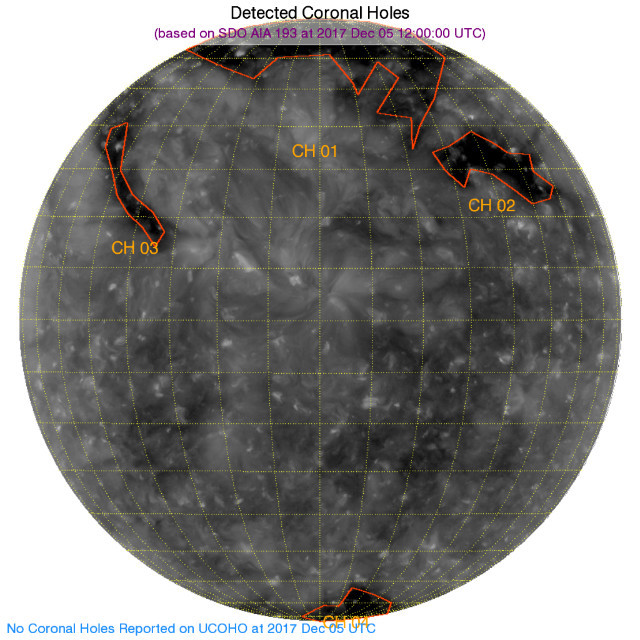 Detected coronal holes December 5, 2017