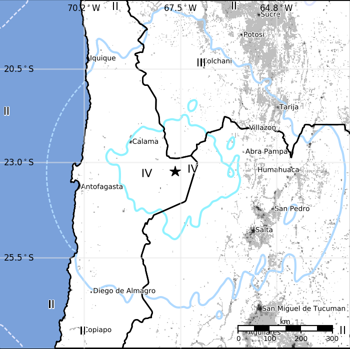 Chile earthquake April 15, 2017 - Population exposure