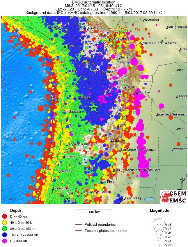 Chile earthquake April 15, 2017 - Regional seismicity
