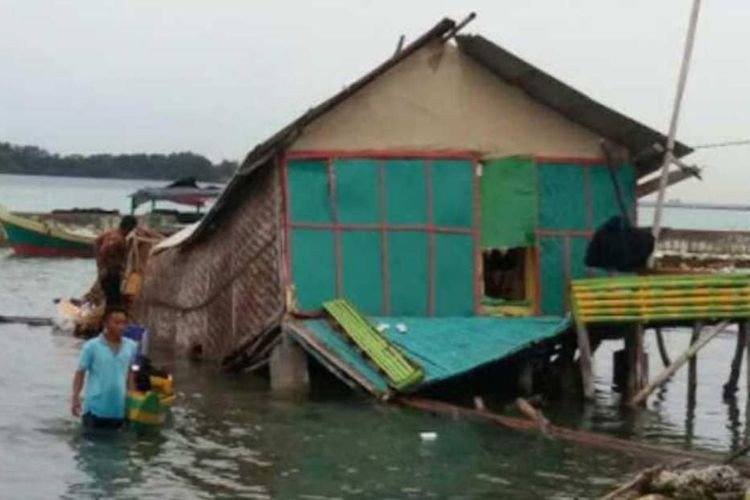 Collapsed home after tornado hits Kelapa Dua island, Indonesia on November 19, 2017