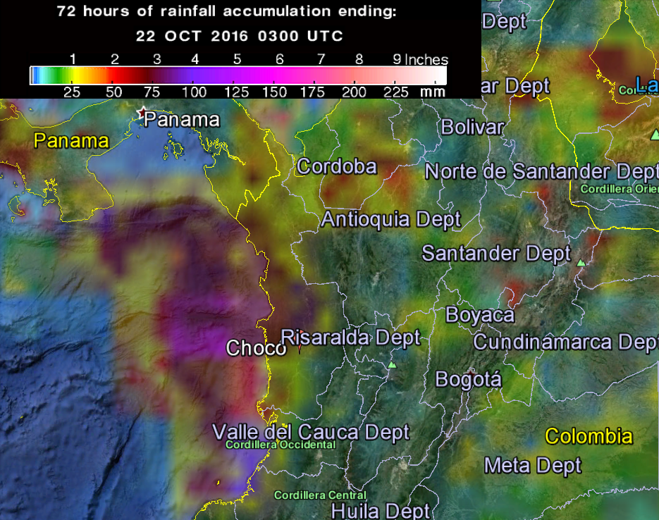72-hr accumulated rainfall as observed by the GPM Core Observatory
