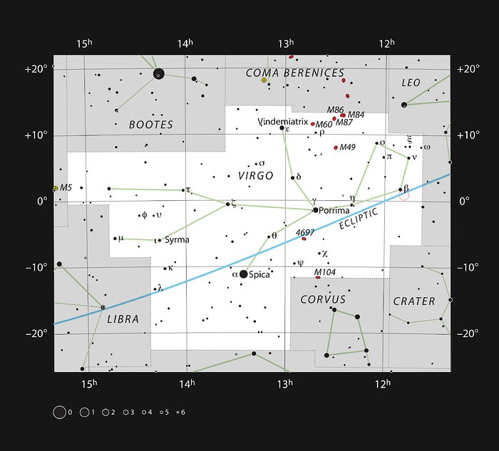 Large zodiac constellation of Virgo
