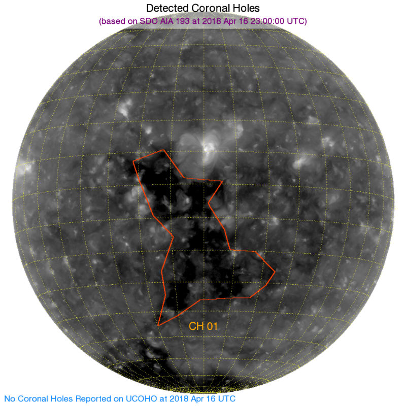 Geoeffective coronal hole on April 16 and 17, 2018