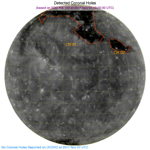 Detected coronal holes on November 7, 2017