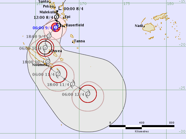 Tropical Cyclone Cook forecast track by RSMC Nadi