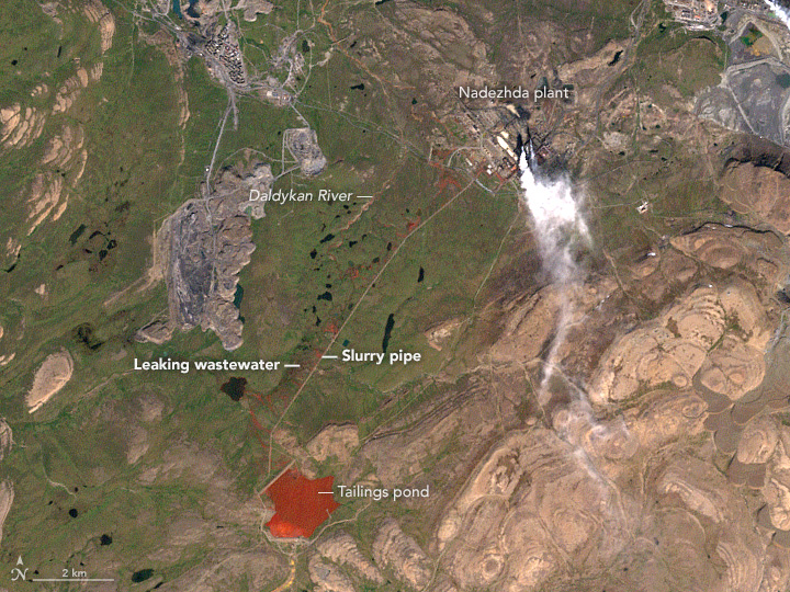 Daldykan river image acquired by Landsat 7, August 9, 2001. Image credit: NASA/Landsat 7