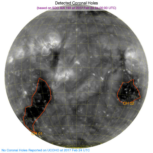 Detected coronal holes February 24, 2017