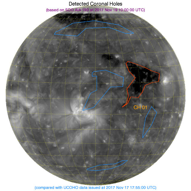 Detected coronal holes on November 19, 2017