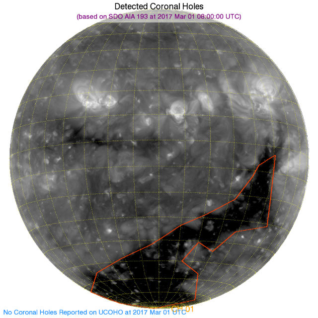 Detected coronal holes on March 1, 2017