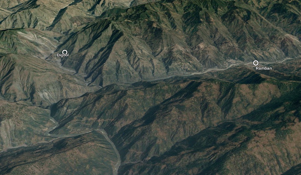 Kashmir landslide February 2, 2017 - Google Earth Map