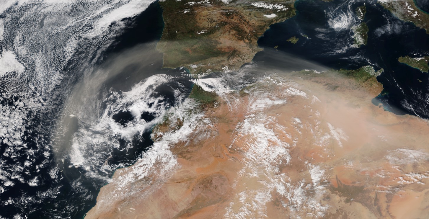 Dust entrained in north Africa low pressure on February 21, 2017