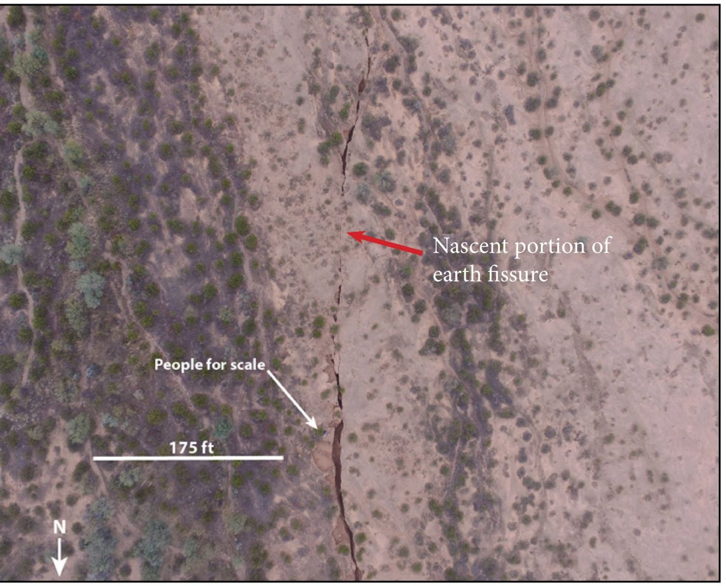 New earth fissure discovered in Arizona, January 2017