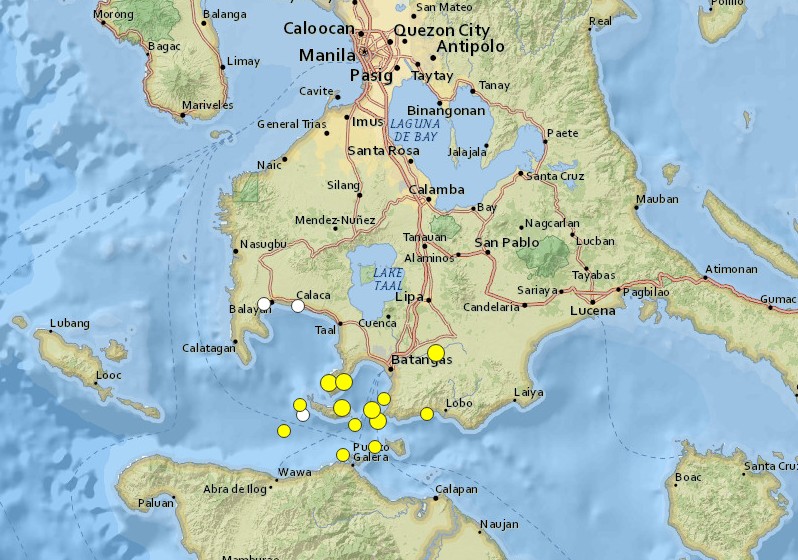 Earthquake swarm Batangas, Philippines April 2017