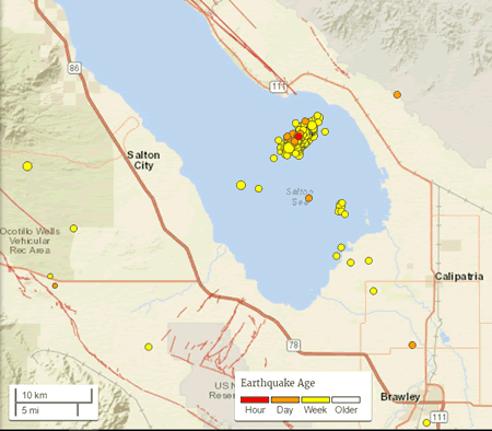 Earthquakes in the Brawley seismic zone as of September 30, 2016 - Salton Sea, California