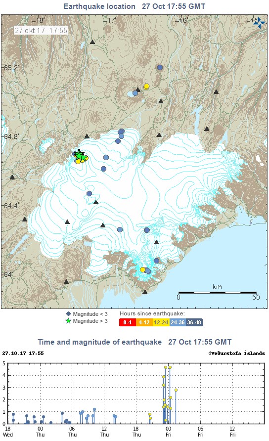 Earthquakes under Bardarbunga on October 26 and 27, 2017