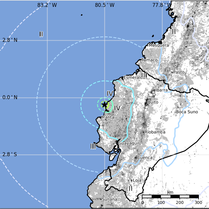 Ecuador earthquake June 30, 2017 - Estimated population exposure