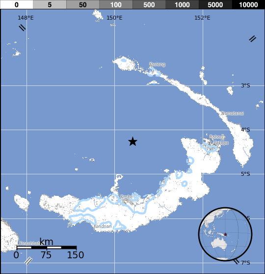 Estimated population exposure to earthquake shaking M6.4 Papua New Guinea