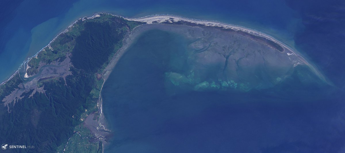 Farewell Spit, Golden Bay, New Zealand as seen by Sentinel-2 satellite on February 3, 2017