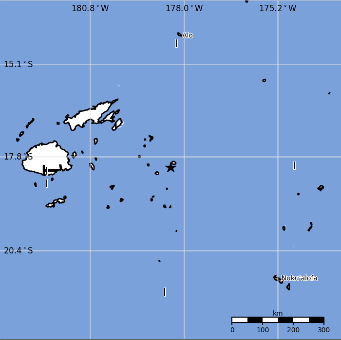 Fiji earthquake, April 18, 2017 - Population exposure