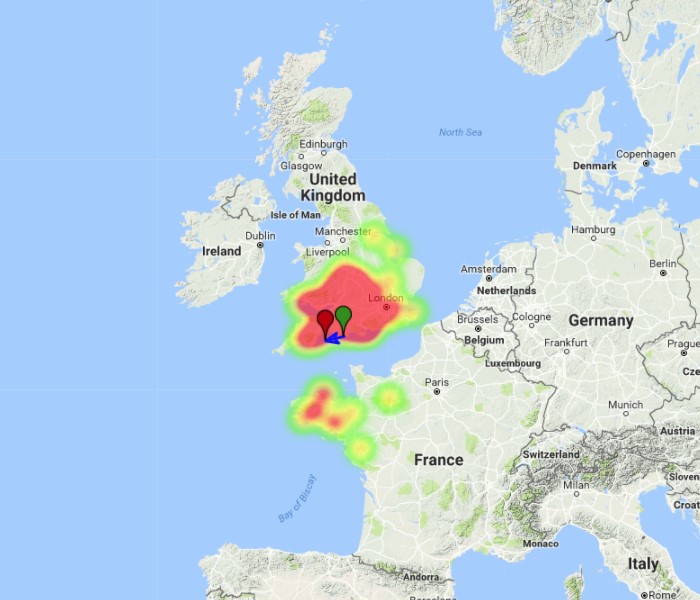 Fireball over the United Kingdom at 07:12 UTC on November 25, 2017 - Heatma
