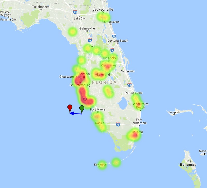 Florida fireball December 5, 2017 - HeatMap