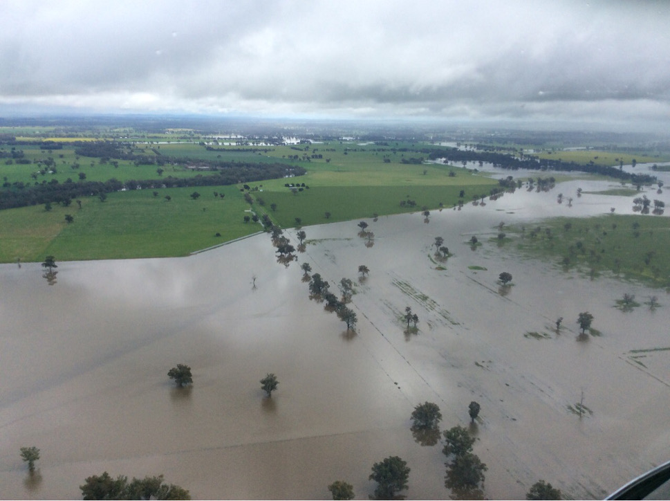 Flooding in Forbes, New South Wales, Australia on September 25, 2016