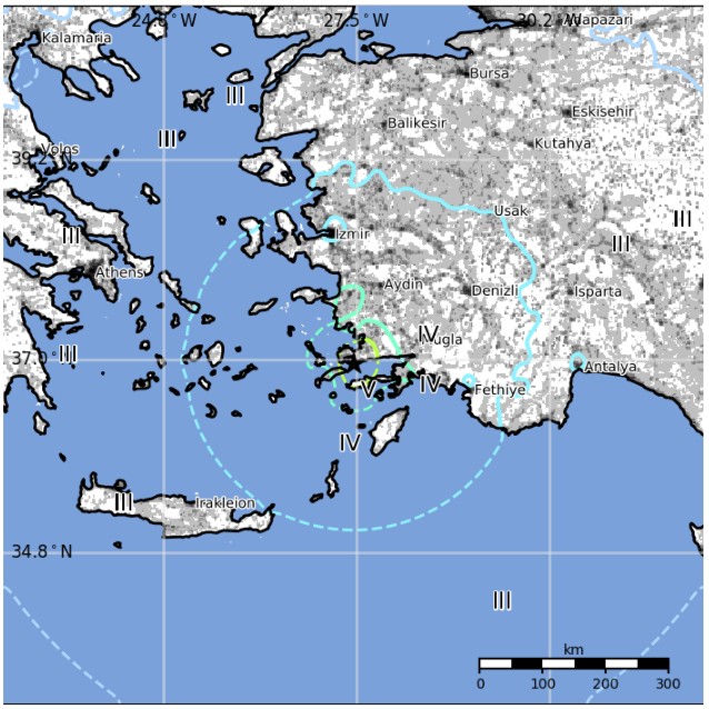 Greece - Turkey earthquake July 20, 2017 - Estimated population exposure
