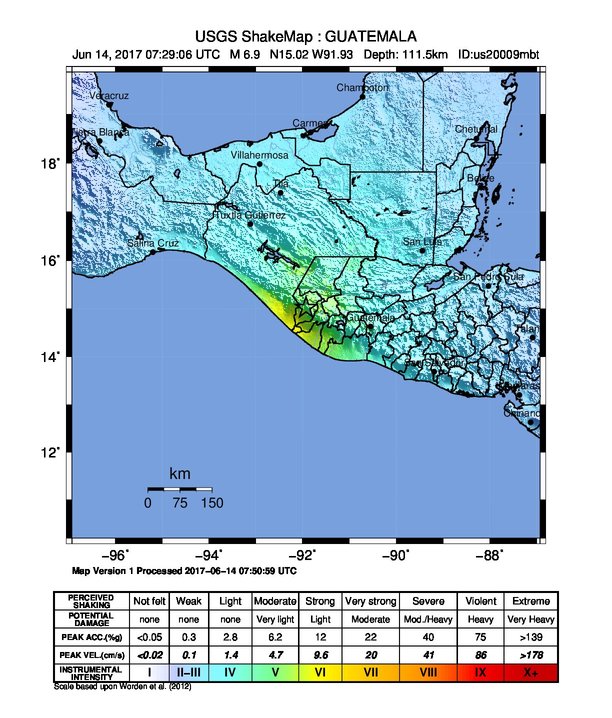 Guatemala earthquake June 14, 2017