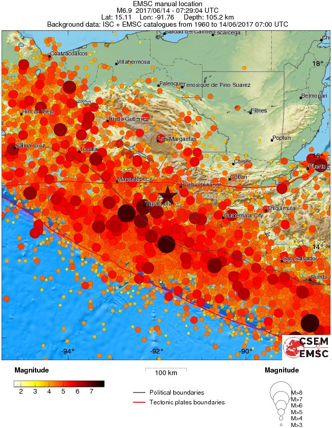Guatemala - Mexico regional seismicity