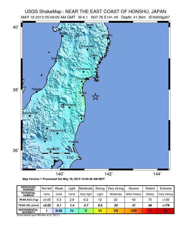 honshu earthquake intensity