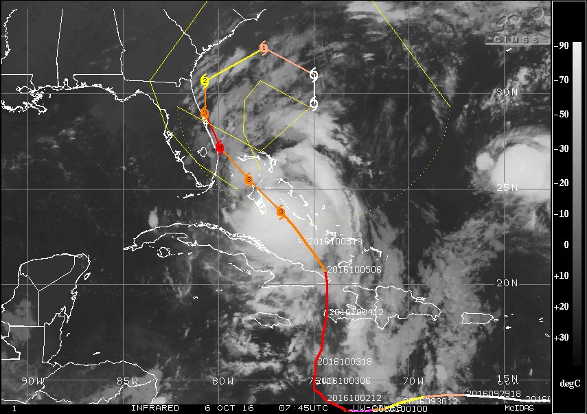 Hurricane Matthew at 07:45 UTC on October 6, 2016