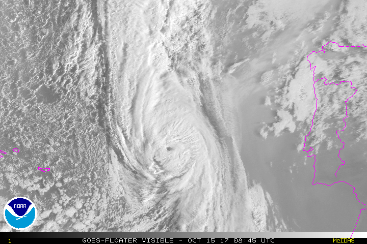 Hurricane Ophelia at 08:45 UTC on October 15, 2017