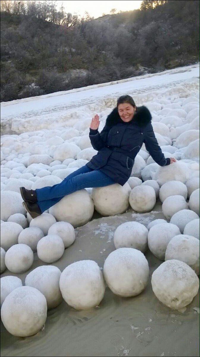 Giant ice balls in Nyda, Siberia, Russia October 2016