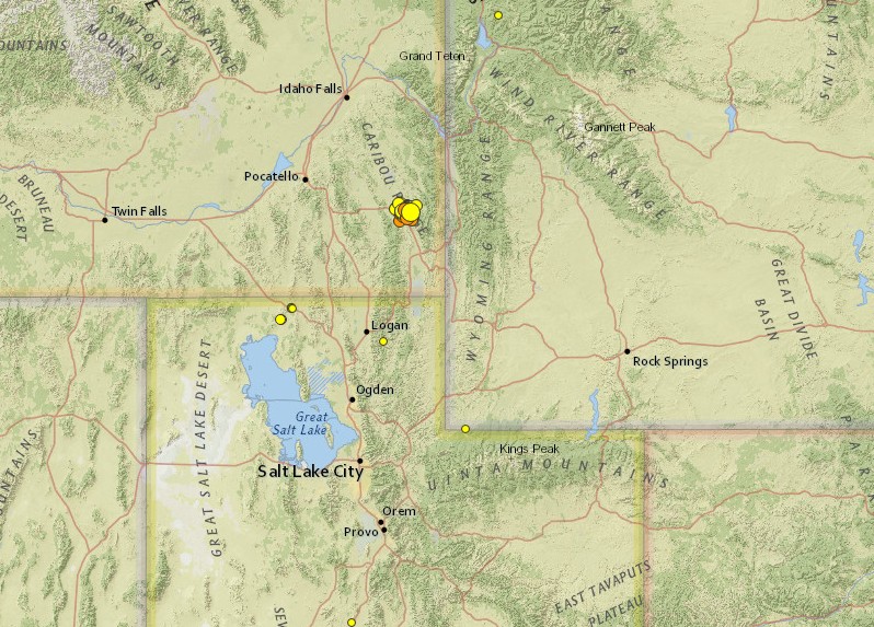 Soda Springs, Idaho earthquake swarm September 4, 2017