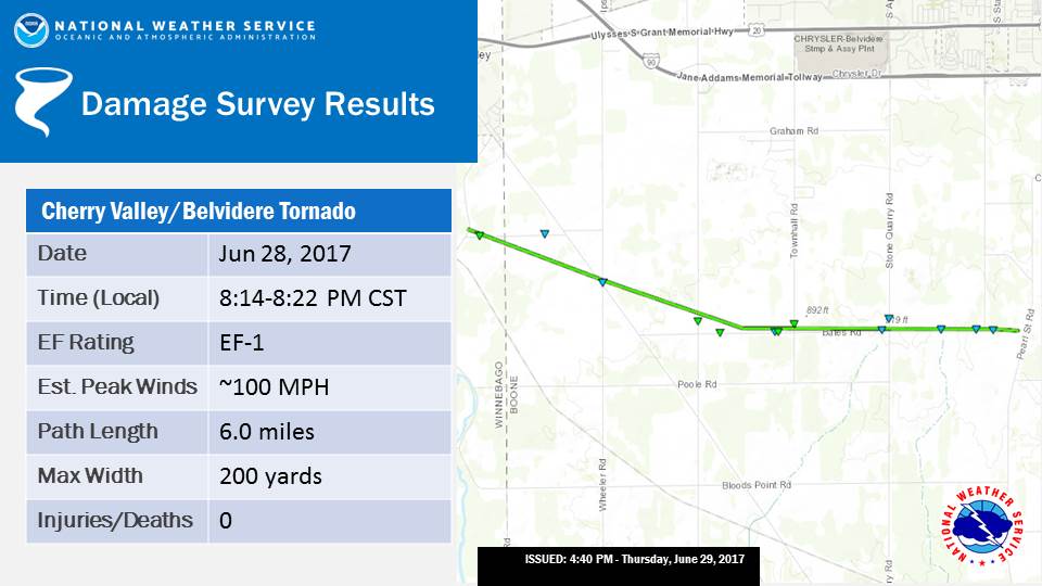 Illinois EF-1 tornado track - June 28, 2017