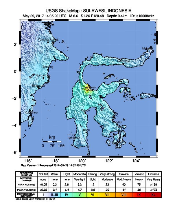 Indonesia earthquake May 29, 2017 - ShakeMap