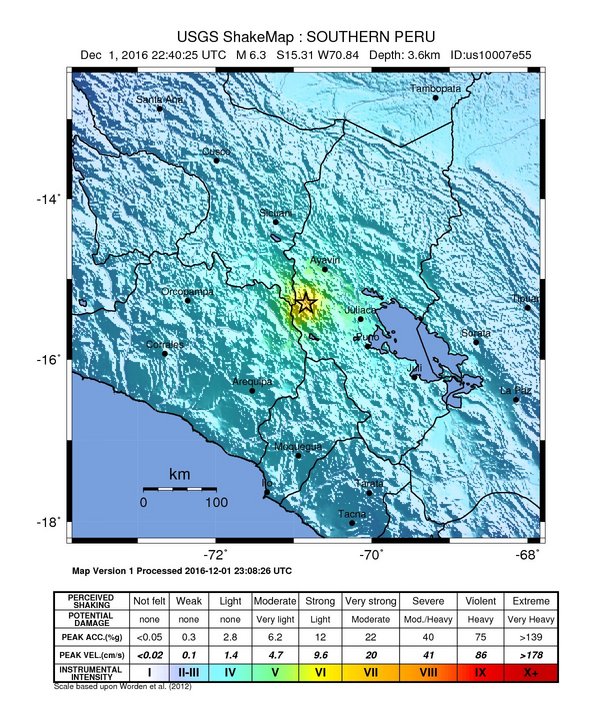M6.3 earthquake, Peru - intensity
