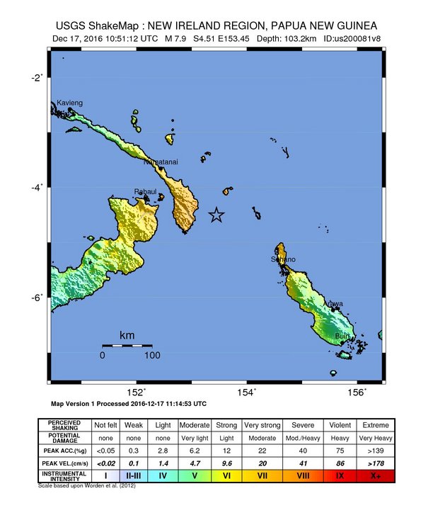 M7.9 earthquake Papua New Guinea, December 17, 2016 - ShakeMap