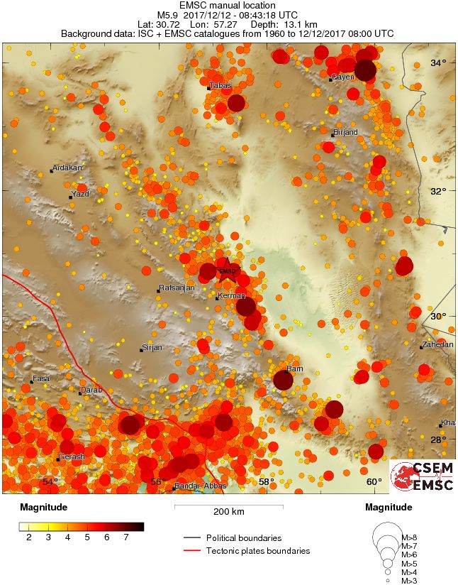 Iran earthquake December 12, 2017 - Regional seismicity