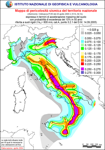 Epicentre location compared to the Italian seismic hazard map. Image credit:INGV)
