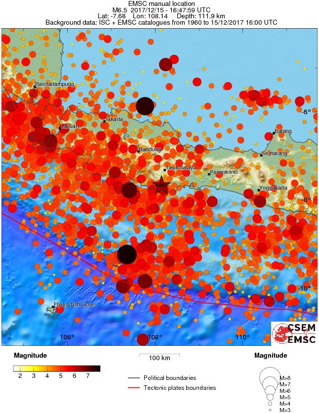 Java, Indonesia M6.5 earthquake December 15, 2017 - Regional seismicity