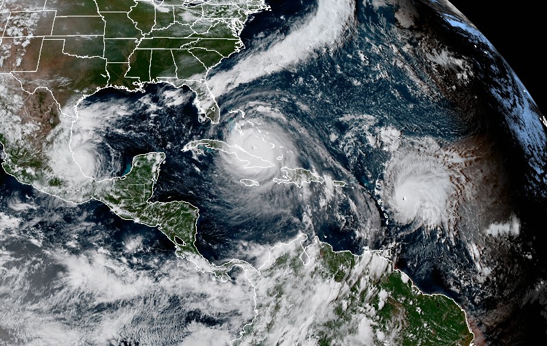 Katia, Irma and Jose at 20:15 UTC on September 8, 2017