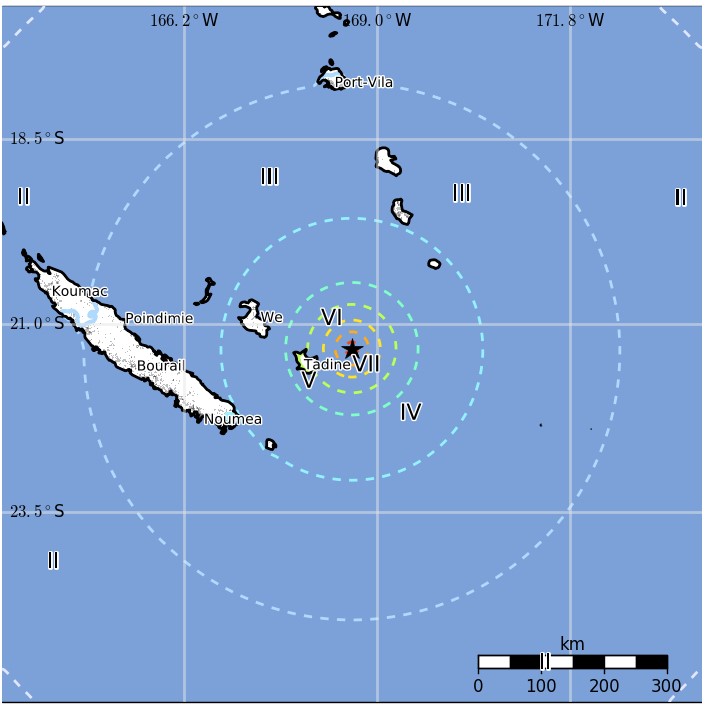 Loyalty Islands, New Caledonia - M7.0 earthquake November 19, 2017 - Estimated population exposure