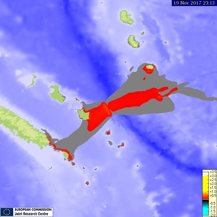 Loyalty Islands, New Caledonia - M7.0 earthquake November 19, 2017 - Tsunami maximum wave height