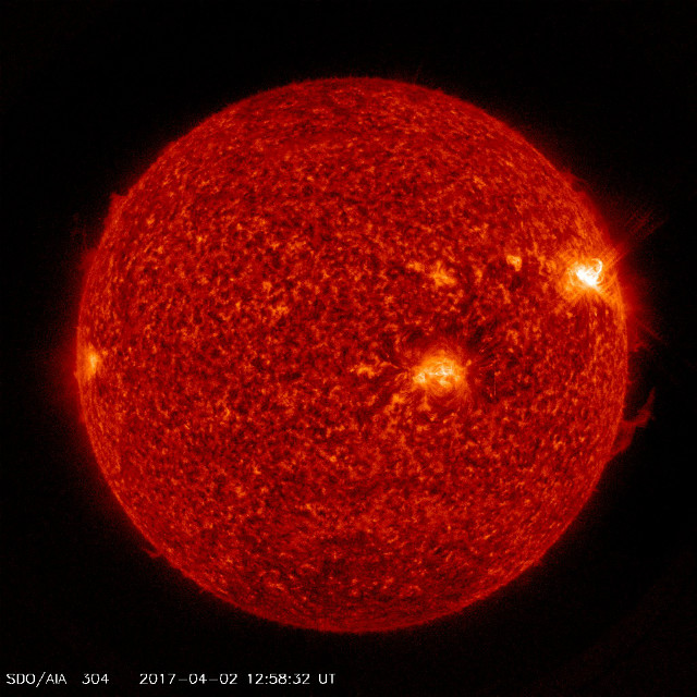 M2.3 solar flare on April 2, 2017 - SDO AIA 304