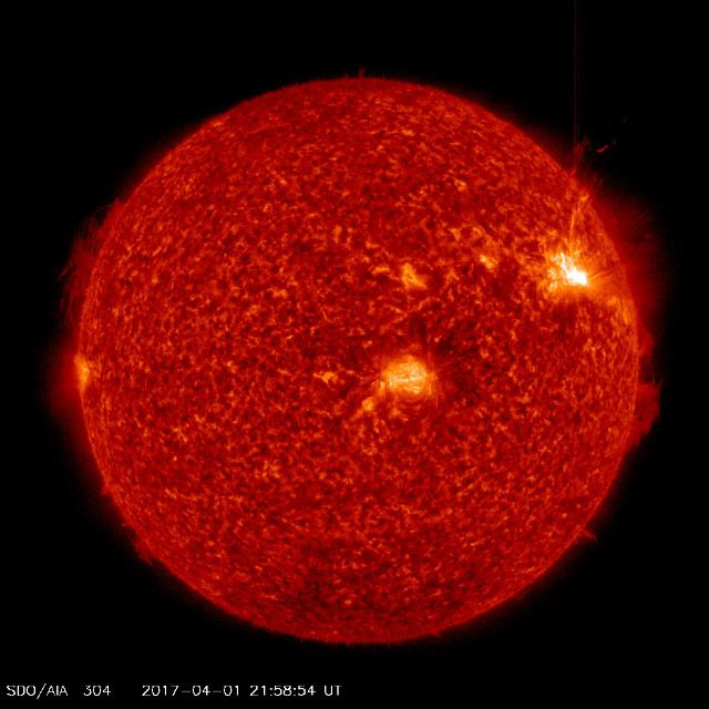 M4.4 solar flare on April 1, 2017 - SDO AIA 304
