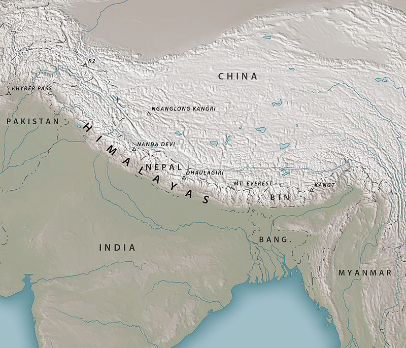 Map of Himalayas