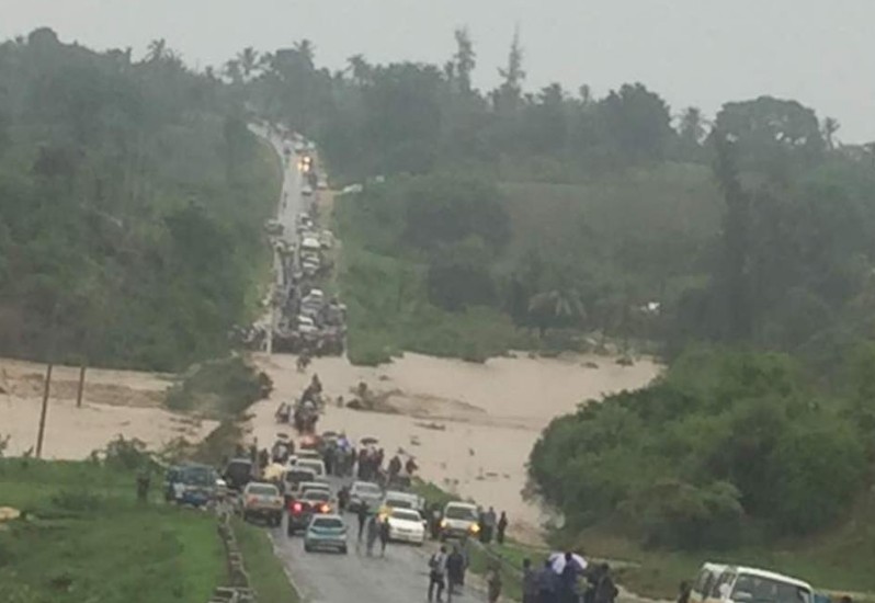 Mbogolo bridge on Mombasa-Malindi highway washed away after heavy rains on May 8, 2017.