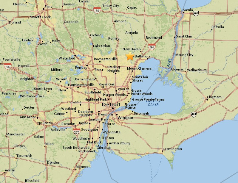 Epicenter of Michigan fireball registered as M2.0 earthquake north of Detroit - January 17, 2018